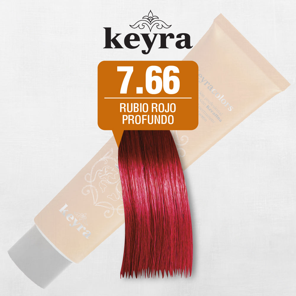 Tinte Tubo Keyra Rubio Rojo Profundo 7.66