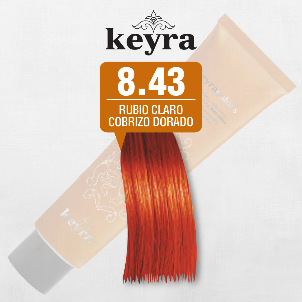 Tinte Tubo Keyra Rubio Claro Cobrizo Dorado 8.43