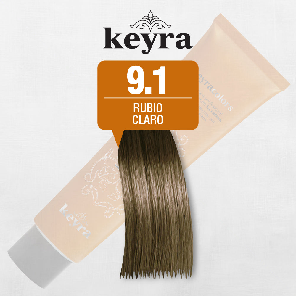 Tinte Tubo Keyra Rubio Muy Claro Ceniza 9.1