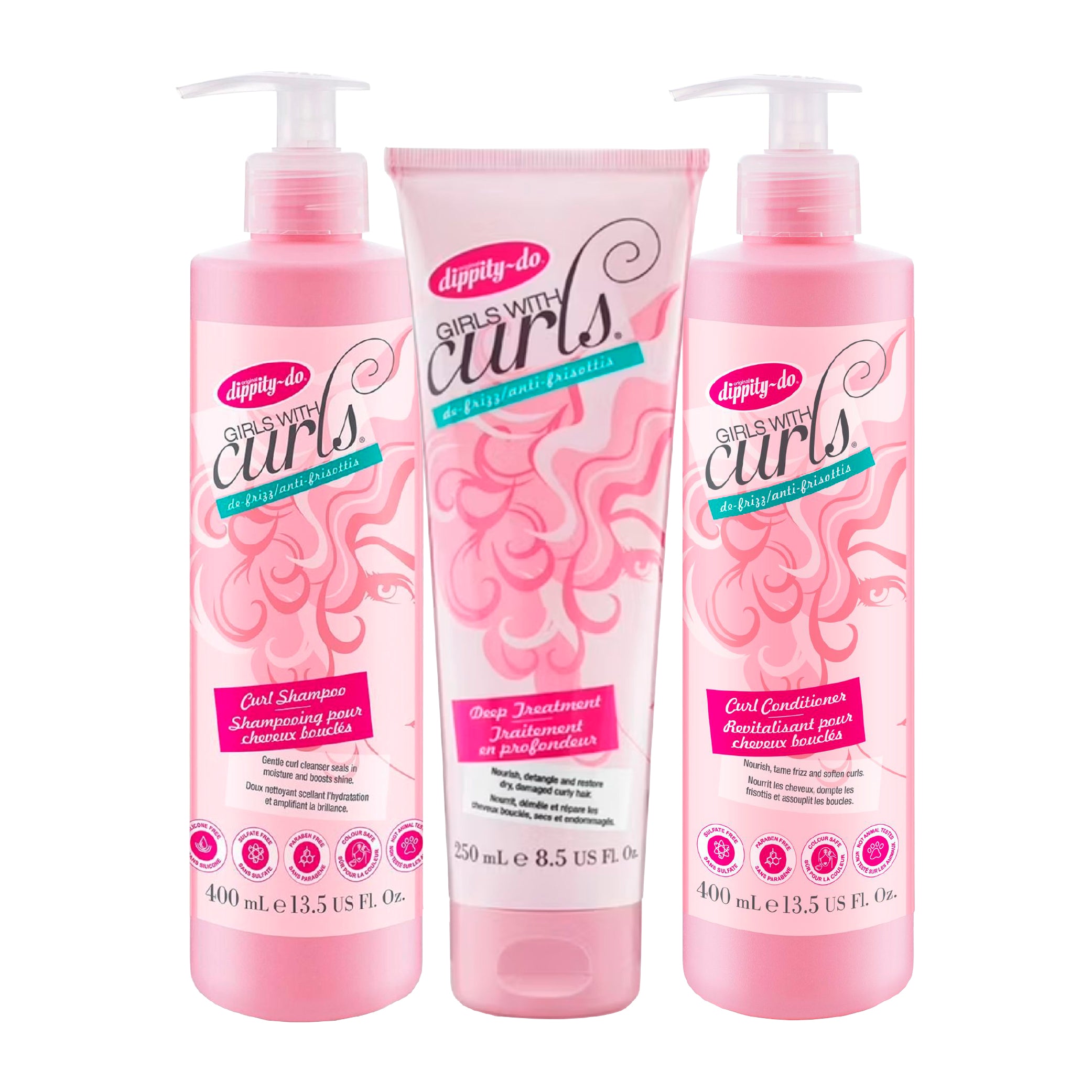 Kit Acondicionador Para Rizos + Shampoo Para Rizos + Tratamiento Profundo Para Rizos Dippity-do