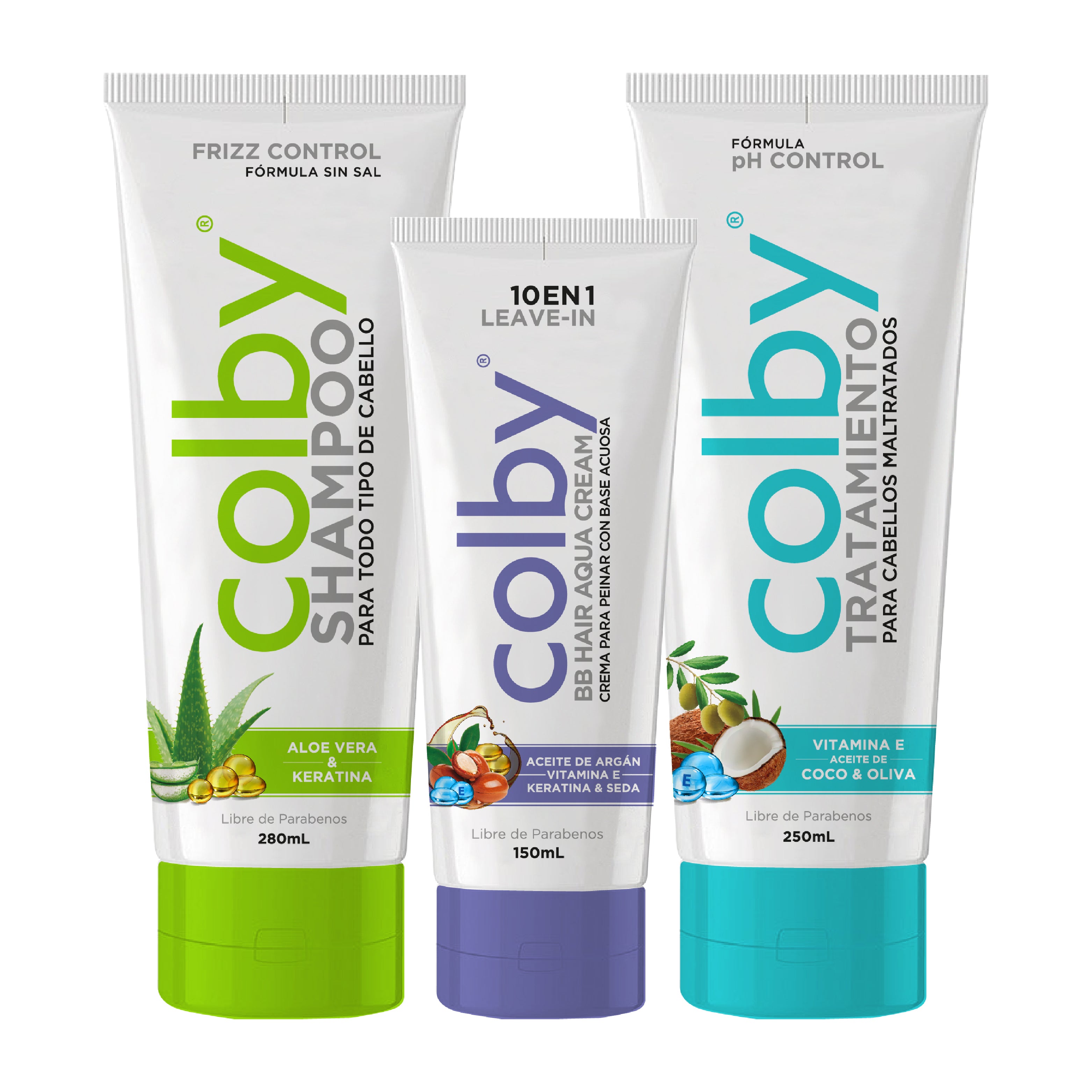 KIT Cuidado Capilar Shampo+Tratamiento+BB Cream Colby