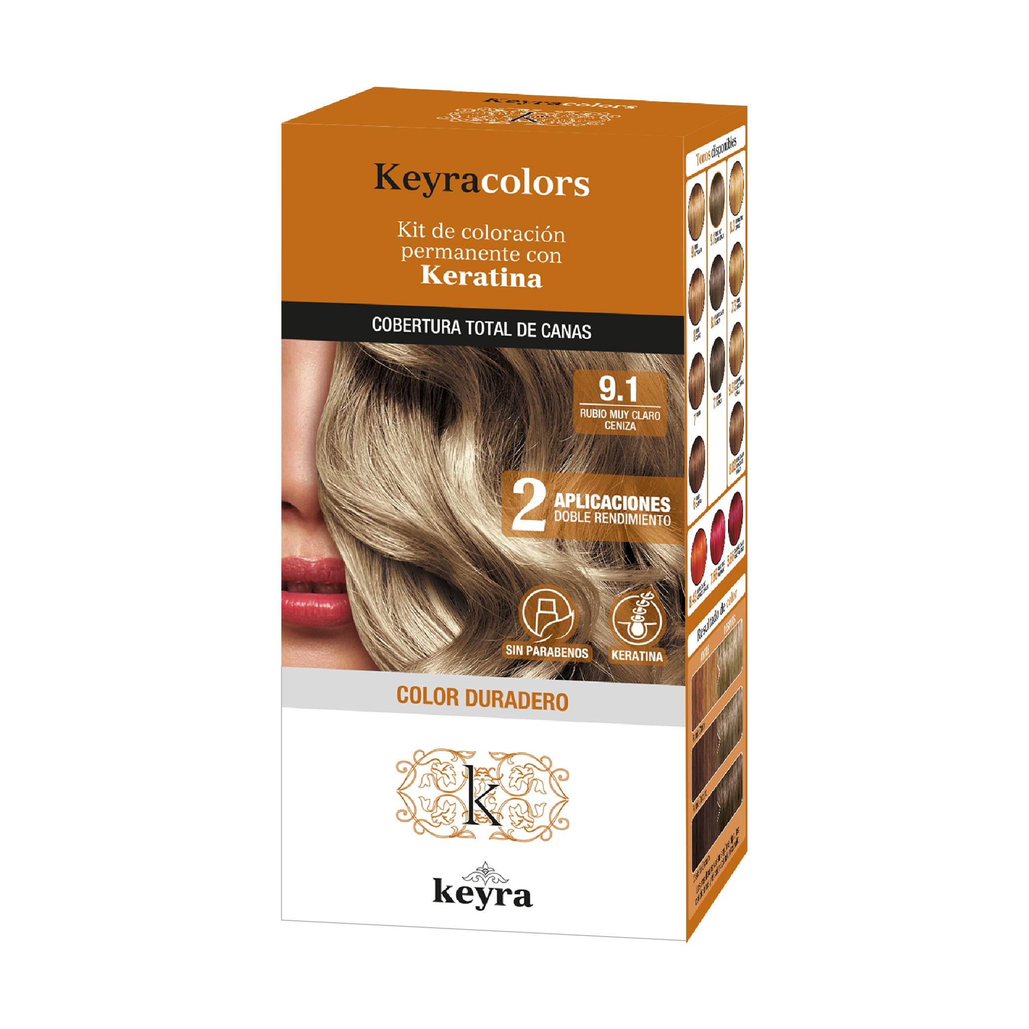 Tinte Cabello Keyra Kit  9.1 RUBIO MUY CLARO CENIZA