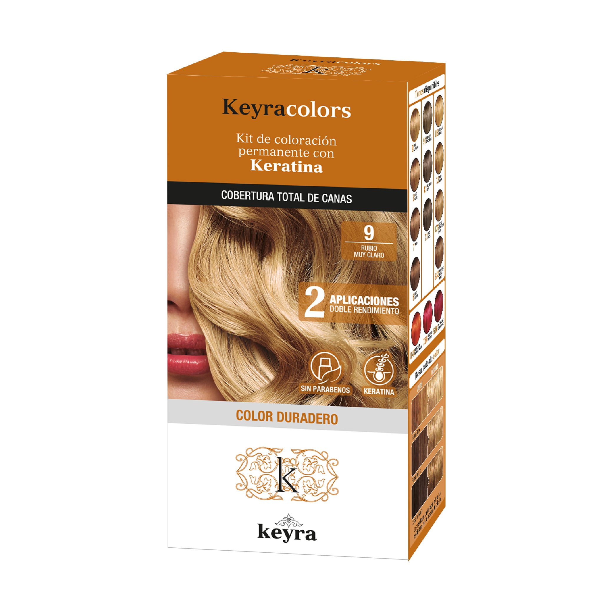 Tinte Cabello Keyra Kit 9 RUBIO MUY CLARO